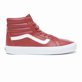 Férfi Vans Leather Sk8-Hi Reissue Magasszárú Cipő VA8910246 Burnt Henna-Blanc De Blanc